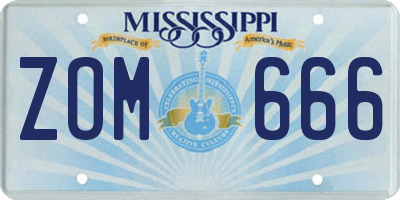 MS license plate ZOM666
