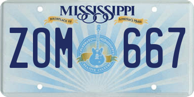 MS license plate ZOM667