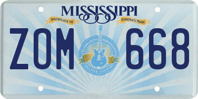 MS license plate ZOM668