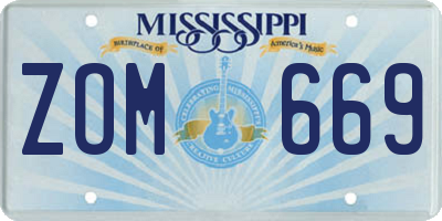 MS license plate ZOM669