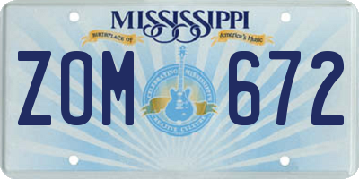 MS license plate ZOM672
