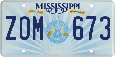 MS license plate ZOM673