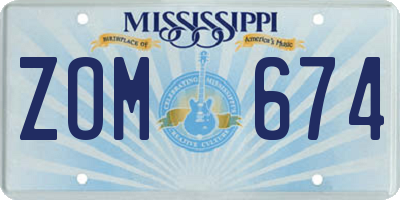MS license plate ZOM674