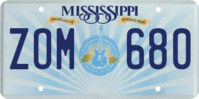 MS license plate ZOM680