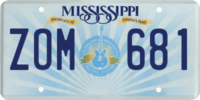 MS license plate ZOM681