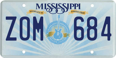 MS license plate ZOM684