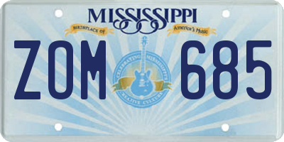 MS license plate ZOM685