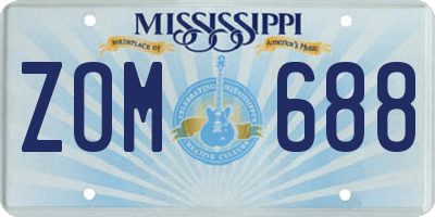 MS license plate ZOM688