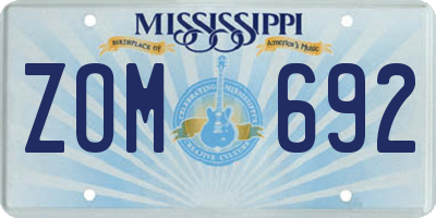MS license plate ZOM692