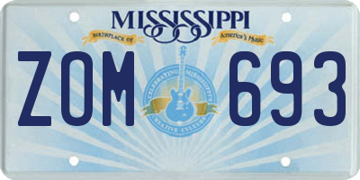 MS license plate ZOM693