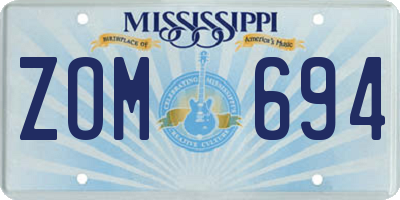 MS license plate ZOM694
