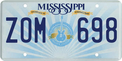 MS license plate ZOM698