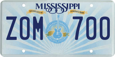 MS license plate ZOM700