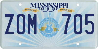 MS license plate ZOM705