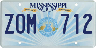 MS license plate ZOM712