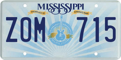 MS license plate ZOM715