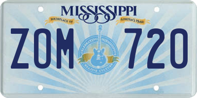 MS license plate ZOM720