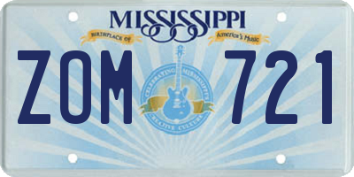 MS license plate ZOM721