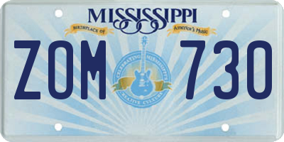 MS license plate ZOM730
