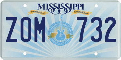 MS license plate ZOM732