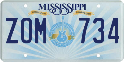 MS license plate ZOM734
