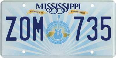MS license plate ZOM735