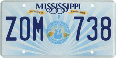 MS license plate ZOM738
