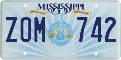 MS license plate ZOM742