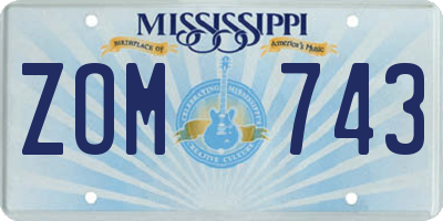 MS license plate ZOM743