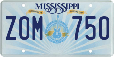 MS license plate ZOM750