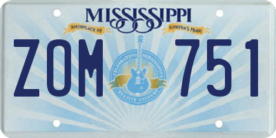 MS license plate ZOM751