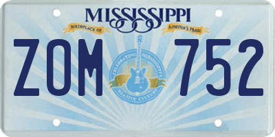 MS license plate ZOM752