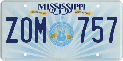 MS license plate ZOM757