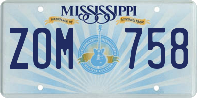 MS license plate ZOM758