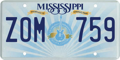 MS license plate ZOM759