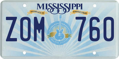MS license plate ZOM760