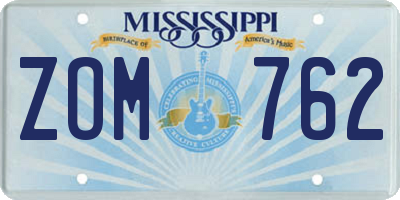 MS license plate ZOM762