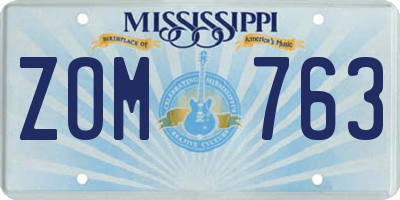 MS license plate ZOM763