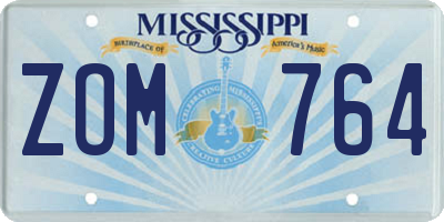 MS license plate ZOM764