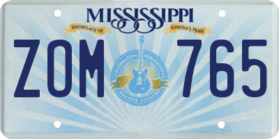 MS license plate ZOM765