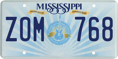 MS license plate ZOM768