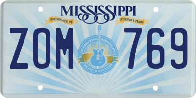 MS license plate ZOM769