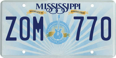 MS license plate ZOM770