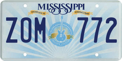 MS license plate ZOM772