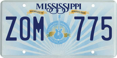 MS license plate ZOM775