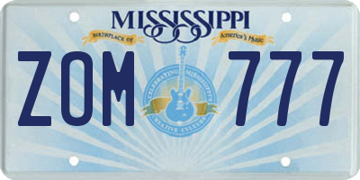 MS license plate ZOM777