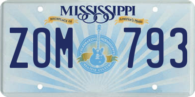 MS license plate ZOM793
