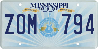 MS license plate ZOM794