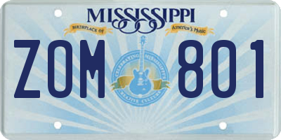MS license plate ZOM801