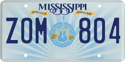 MS license plate ZOM804